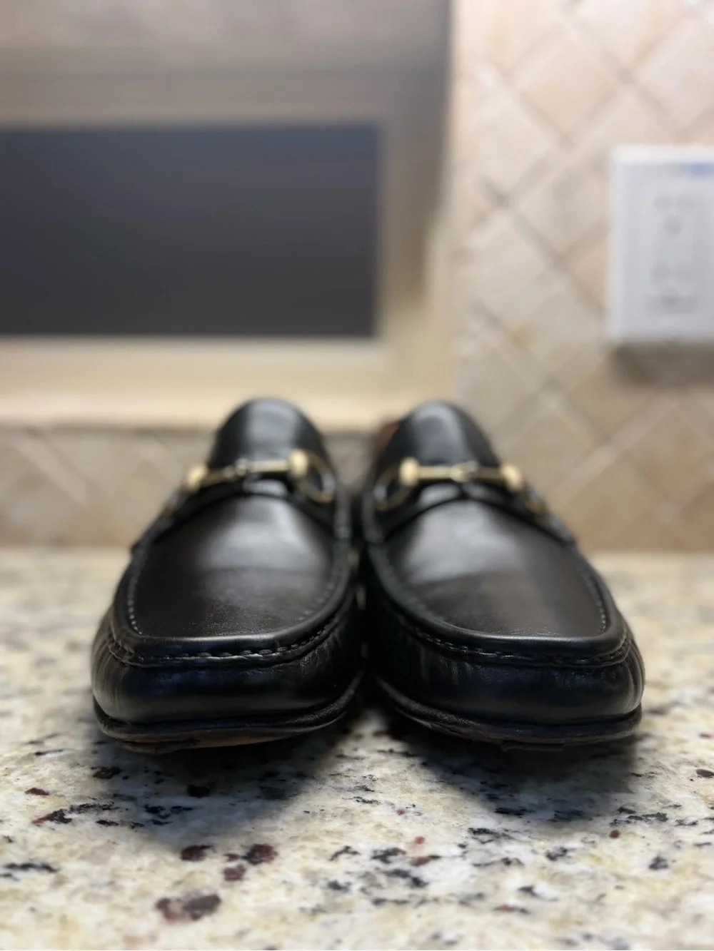 Mens Gucci Black Leather Horse bit Loafers
